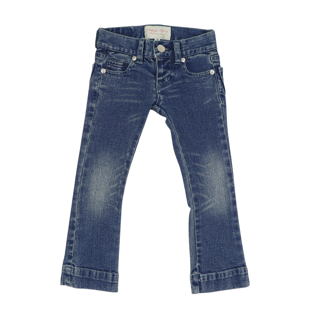 Vintage forties embroidered rhinestone flower stretch skinny jeans in denim