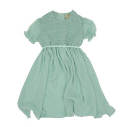 Our sweet little silk party dress with silk chiffon sleeves front