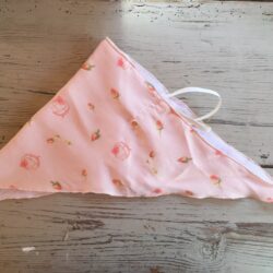 Adult size bandana in pretty rose print silk and cotton lining