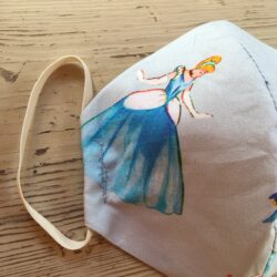 Age 6-10 yr double woven cotton cinderella print in blue mask
