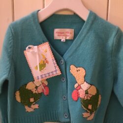 sweet ducky embroidered in cotton on our 100%wool cardigan